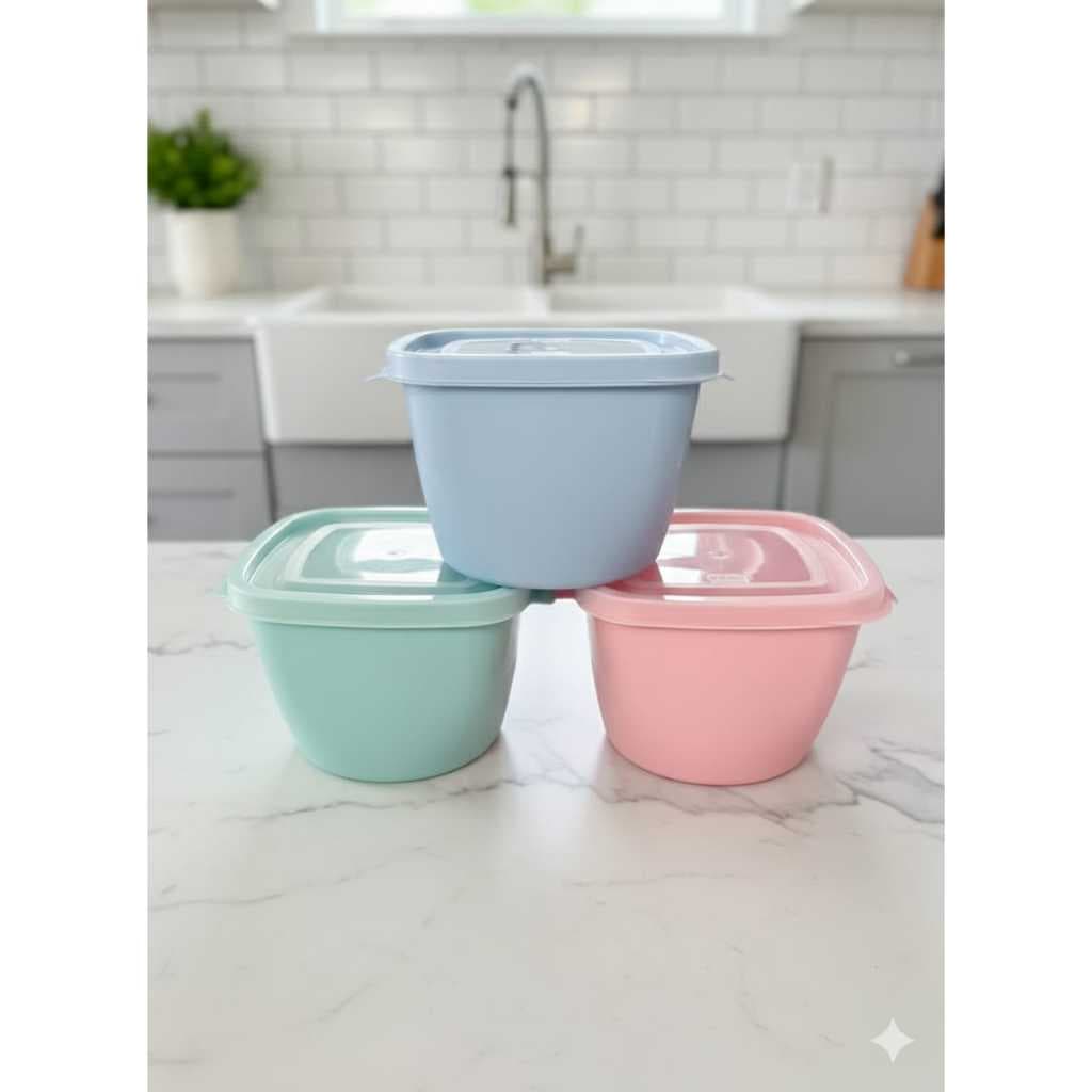 Kit 3 Potes Hermético Quadrado 1300ml cada  -Micro-ondas Freezer