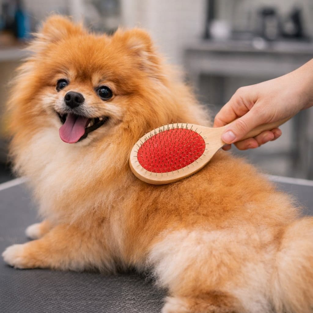 Escova Pet Sem Bolinha Cachorro Pelo Longo 5x8 cm De Madeira
