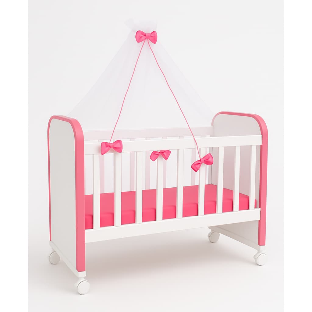 Berço Miniatura de Boneca Infantil Até 65cm | Grade Véu | Ideal P/ Reborns