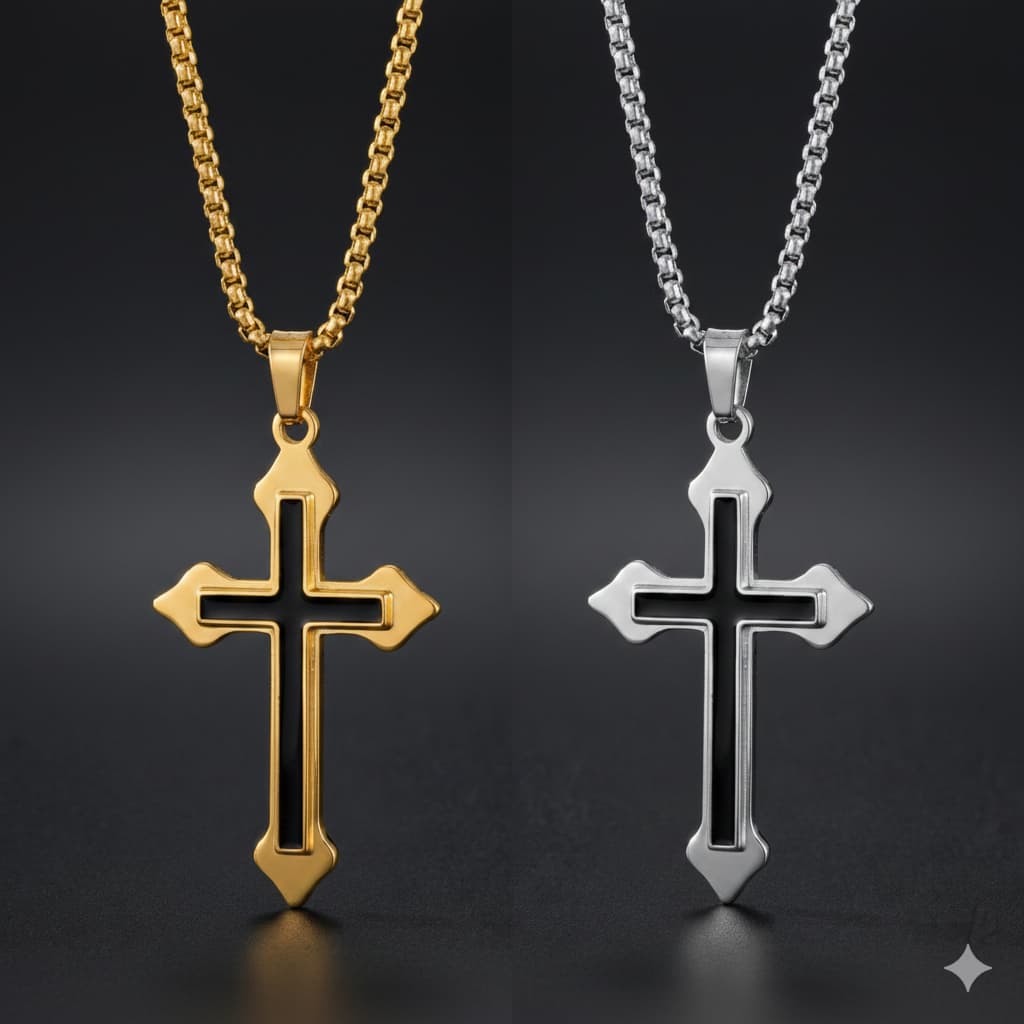 Colar Minimalista Com Pingente De Cruz Para Homens Moda Elegante Festa