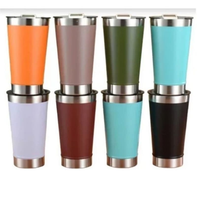 Copo Térmico 502ml c/ Abridor Tampa Inox p Bebidas Geladas Quentes c Logo Famosa