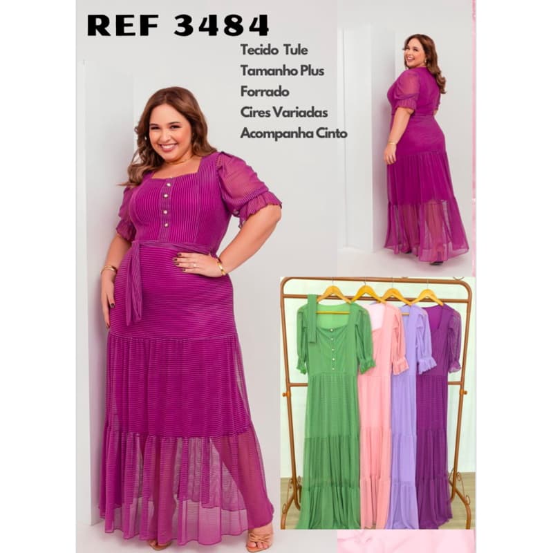 Vestido Plus Vestido de Festa Vestido Plus size Moda Evangelica