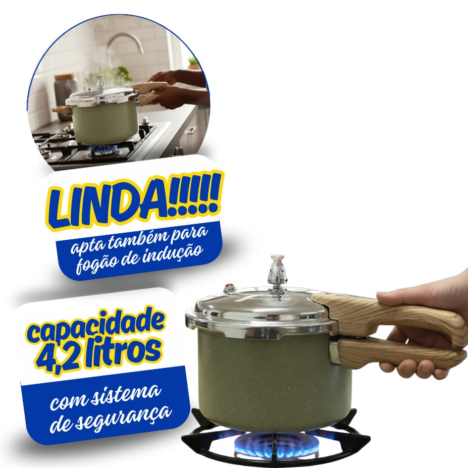 Panela De Pressão Max Chef Wood Indução 4,2l - Cinza panela de pressão indução