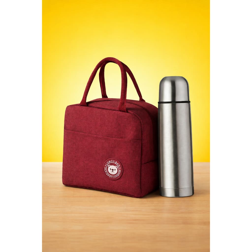 Bolsa Térmica para Marmita Lancheira Vermelha com Garrafa Térmica