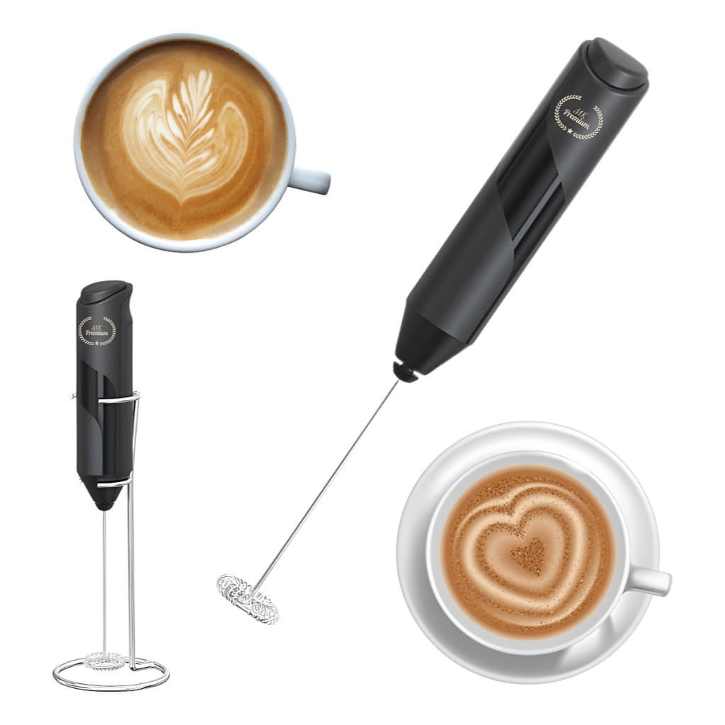 Mini Mixer Misturador Bebidas Multiuso Portátil Com Suporte Preto