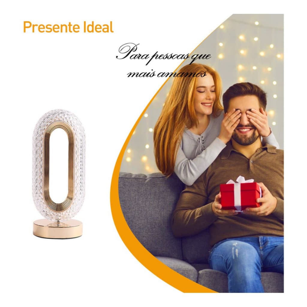 Luminária Abajur Mesa Retro Led Cristal Touch 3 Niveis Dourado Cristal 127/220v