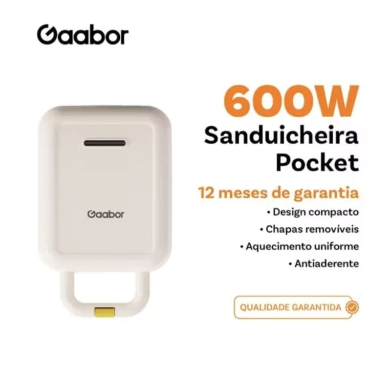 Sanduicheira Elétrica Gaabor 600W 127v Grill Compacta