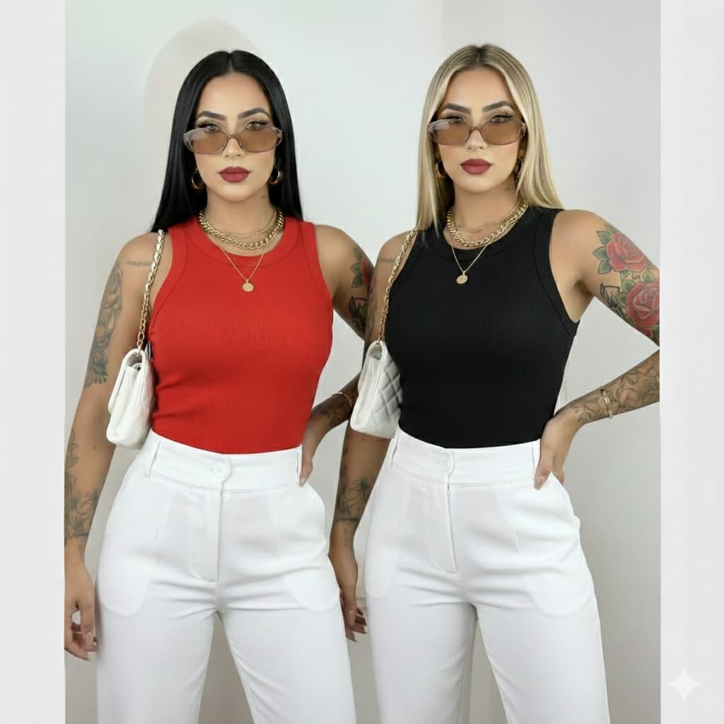 Regata Feminina Ribana Algodão com Elastano Confortavel Basica Dia a Dia Moda Verão Casual Premium