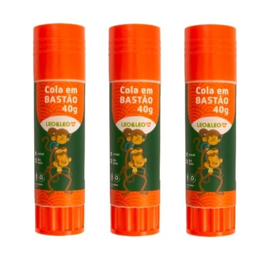 3 UNIDADES COLA BASTÃO ESCOLAR LEO&LEO 10g