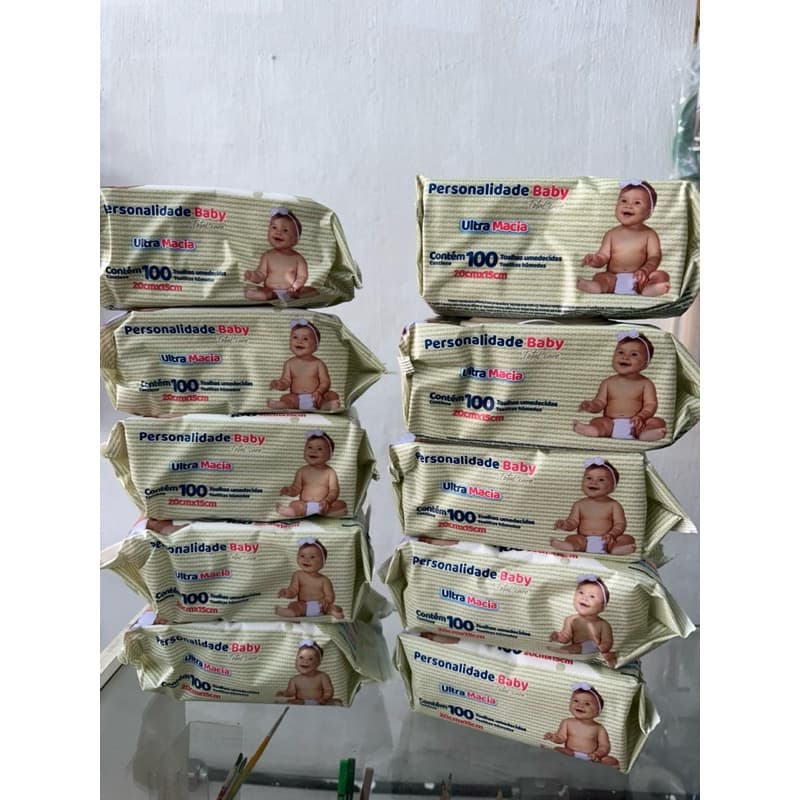 Kit 10 pacotes Lenço Umedecido Personalidade Bebe 1000 lenços toalha umedecida