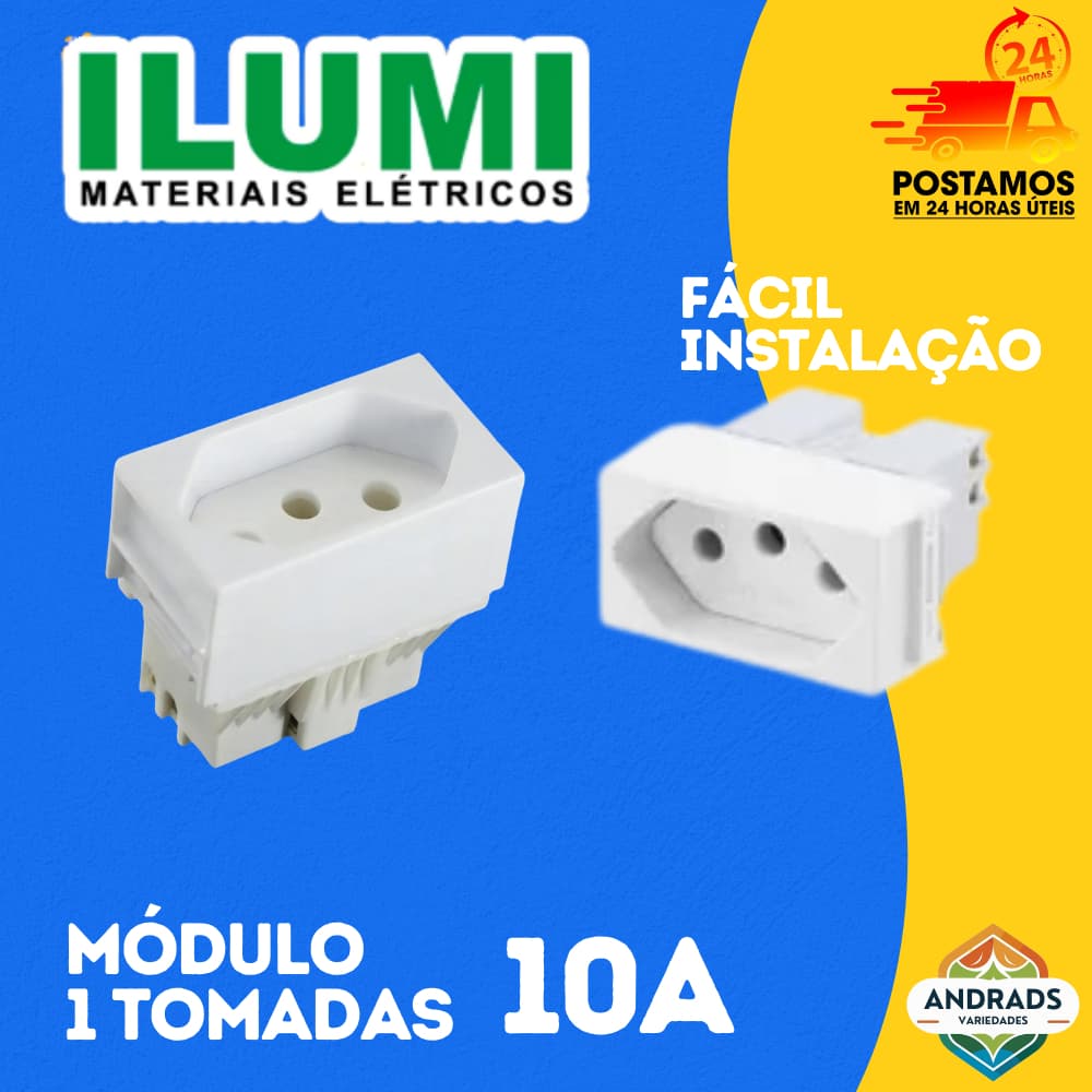 Módulo de Tomada 10A 250V Linha Slim Ilumi – Branco