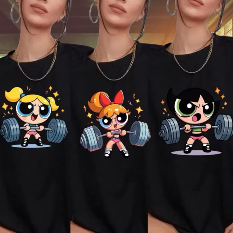 MENINAS SUPER PODEROSAS CAMISETA ESTILO ACADEMIA PREMIUM ALGODÃO
