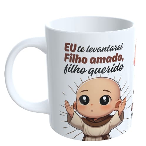 Caneca  de porcelana  325 ml  religiosa Frei Gilson / decoração / presente