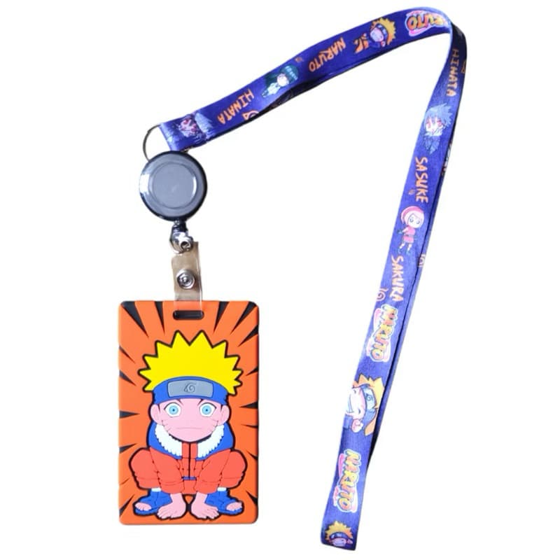Porta-Crachá Infantil Naruto - Kit com Cordão e Clip Retrátil Emborrachado | Identificador Vertical Escolar