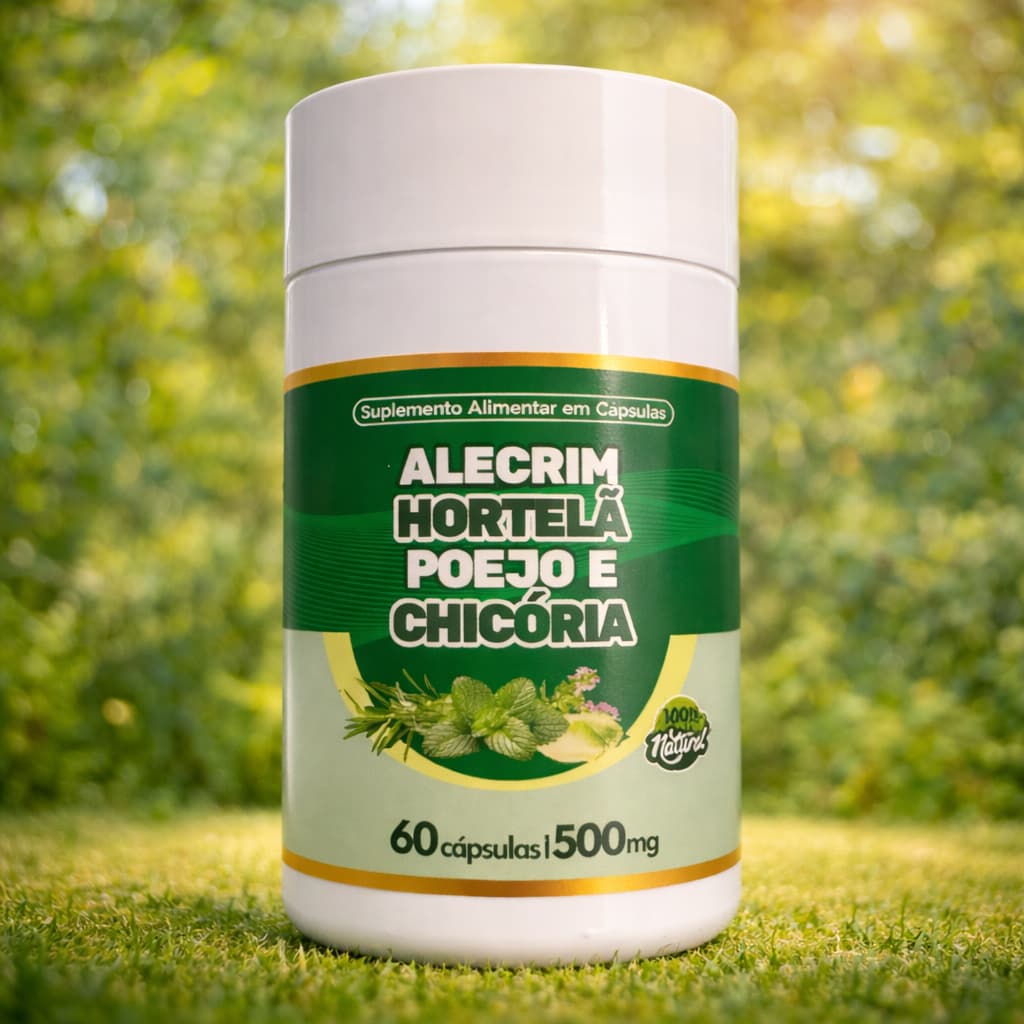 Alecrim Hortelã Poejo e Chicória 500mg 60 Cápsulas Suplemento Natural