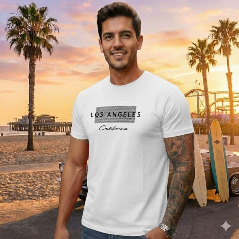 Camiseta Masculina Estilosa Los Angeles – Casual Premium, Conforto e Qualidade