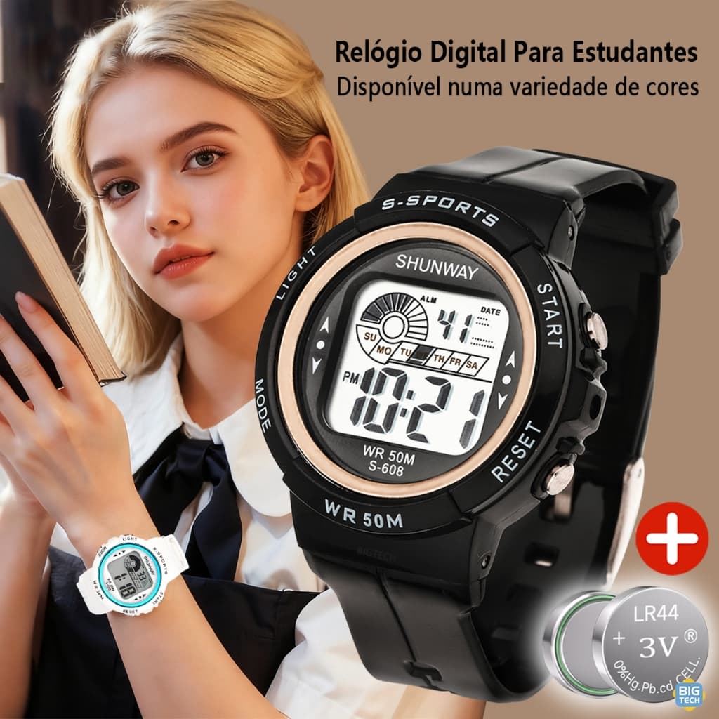 Relogio Feminino Digital A Prova D água Relógio Estudante LED Luminoso Esportivo Luxo Original