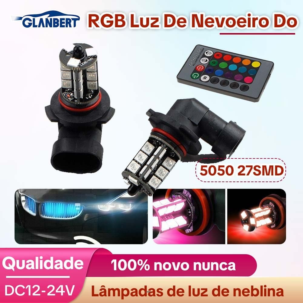 Versão Mais Recente 2 Pçs RGB Luz De Nevoeiro Do Carro H4 H7 H11 Lâmpada Mudança Cor 9005 9006 H1 H3 Carros Lâmpadas LED
