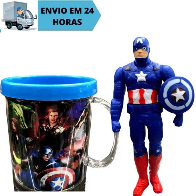 Kit 2 Capitão América, Boneco + Caneca Personalizada