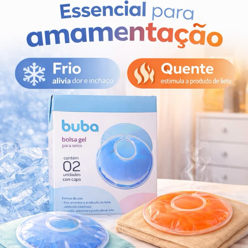 Bolsa Gel Térmica para Seios Amamentação Compressa Fria ou Morna 2 Unidades BUBA
