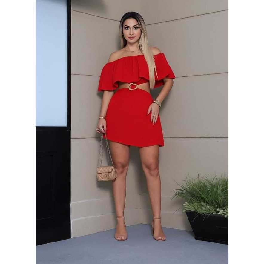 Vestido Feminino, Macaquinho Ciganinha, Elegante e Soltinho, Ombro a Ombro com fivela