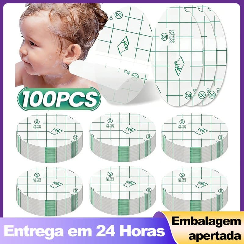 Kit 100 Adesivo de Orelha Impermeável para Banho e Natação Infantil e Adulto