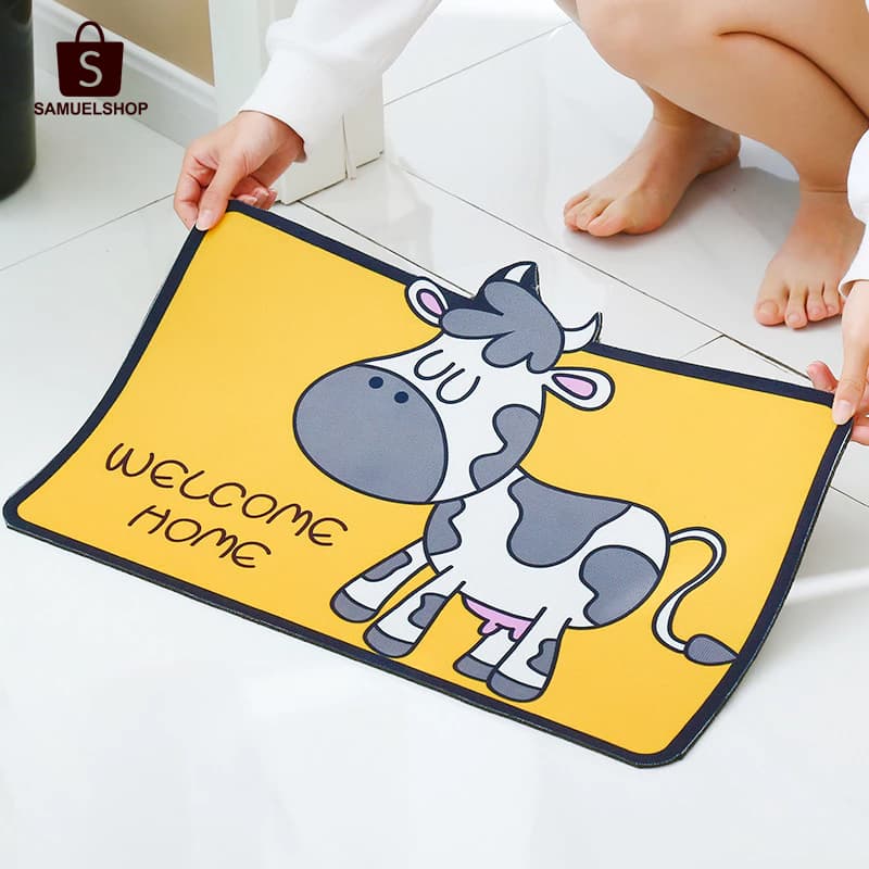 Tapete para quarto e entrada do banheiro Absorvente, com estampas de desenhos animados