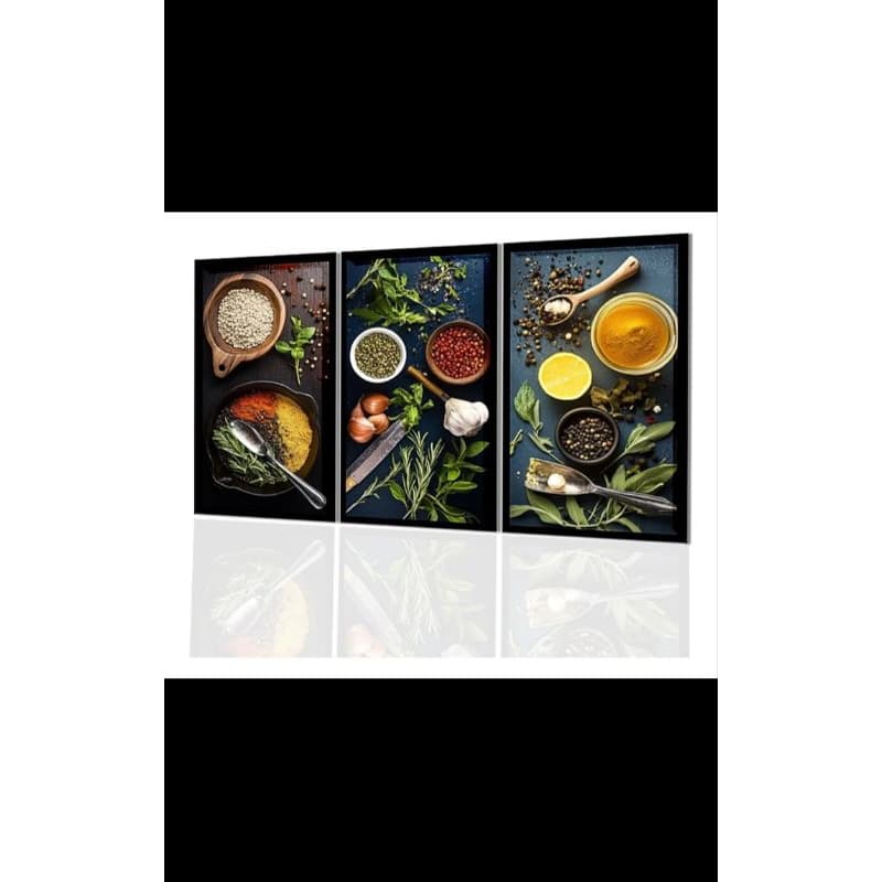 Trio de Quadros Decorativos Gourmet - Temperos e Especiarias | H.E.P Decore