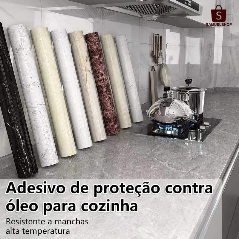 Adesivo de mármore para azulejos,  película resistente ao calor para proteger a cozinha contra gordura.