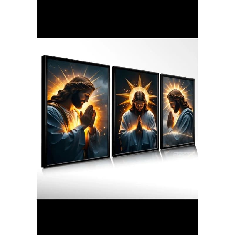 Trio de Quadros Decorativos Sagrados - Luz e Fé | H.E.P Decore