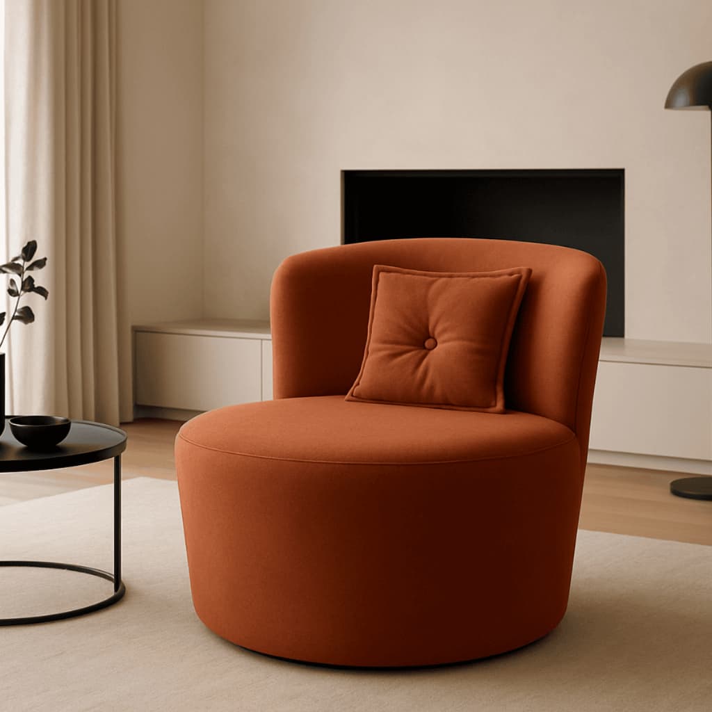 Poltrona Redonda Orgânica Evelyn- FeF Decor- Suede Premium