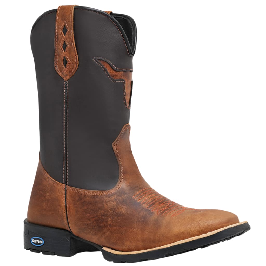 Bota Texana Masculina Country Bordada Bico Quadrado Cara de Boi