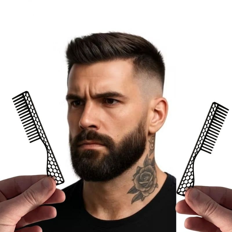 Kit com 02 pentes profissionais para barba e bigode