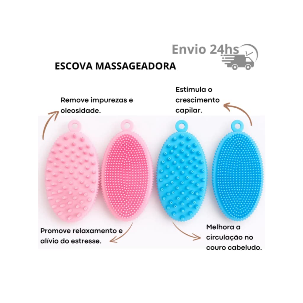 Escova Massageador Relaxamento Para Couro Cabeludo Crescimento Capilar 2 em 1 Adultos e Crianças
