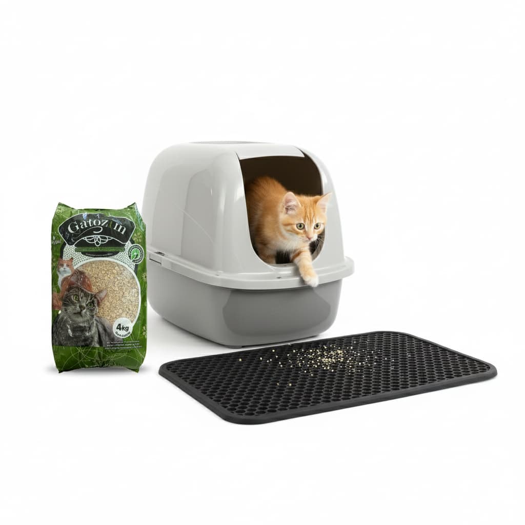 Combo Areia Para Gatos Gatozim Natural + Tapete Coletor De Areia Para Caixa De Areia E Banheiro