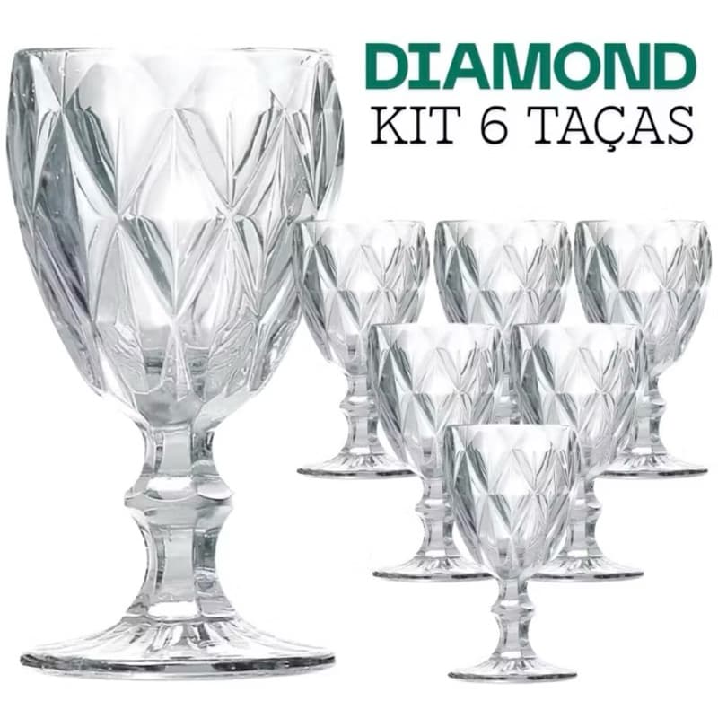 Taças Vidro Diamond Transparente Brilhante