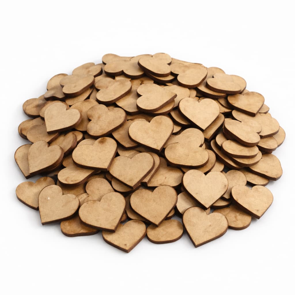 Kit Corações 3mm MDF cru Recorte Aplique Para Decoração Casamento E Artesanato 100 ou 200und
