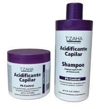 Kit Acidificante Capilar Tzaha Shampoo + Máscara | PH Control Sem Metal 500ml e 500g
