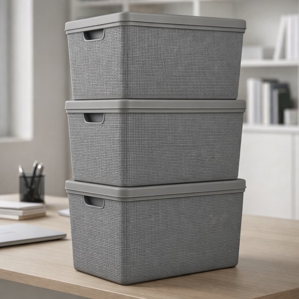 Kit 3 Caixas Organizadoras 22 Litros com Tampa Cesto Organizador em Plástico Jaguar