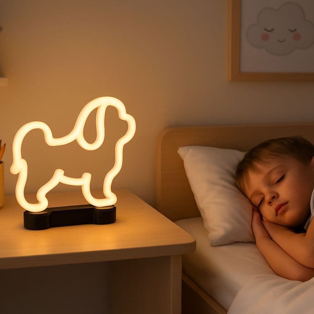 Luminária Cachorrinho LED Decorativa Várias Raças com Fonte | Luz Branca Quente | Quarto Sala