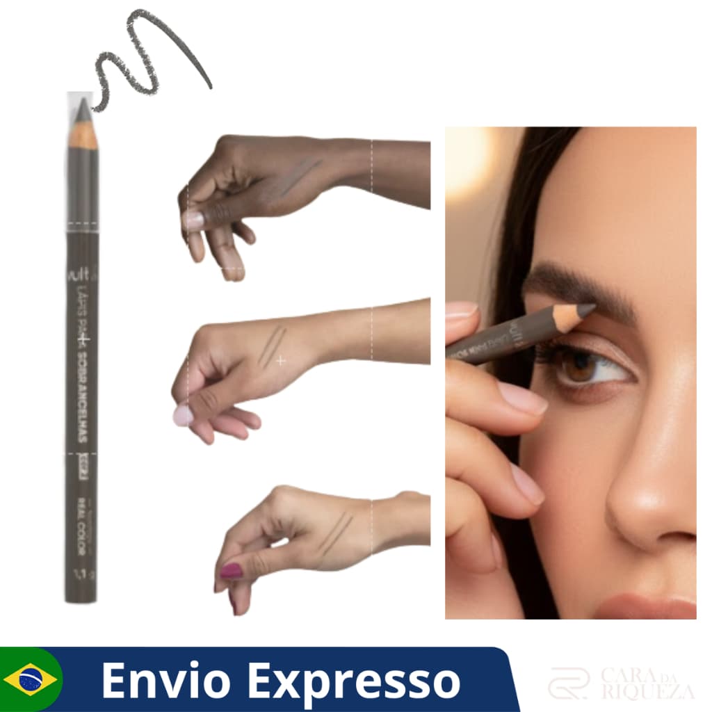 Lápis para Sobrancelha Preto Cor 02 1,1 g - para Olhos - Maquiagem - Traço Preciso - Preto Fosco - Longa Duração