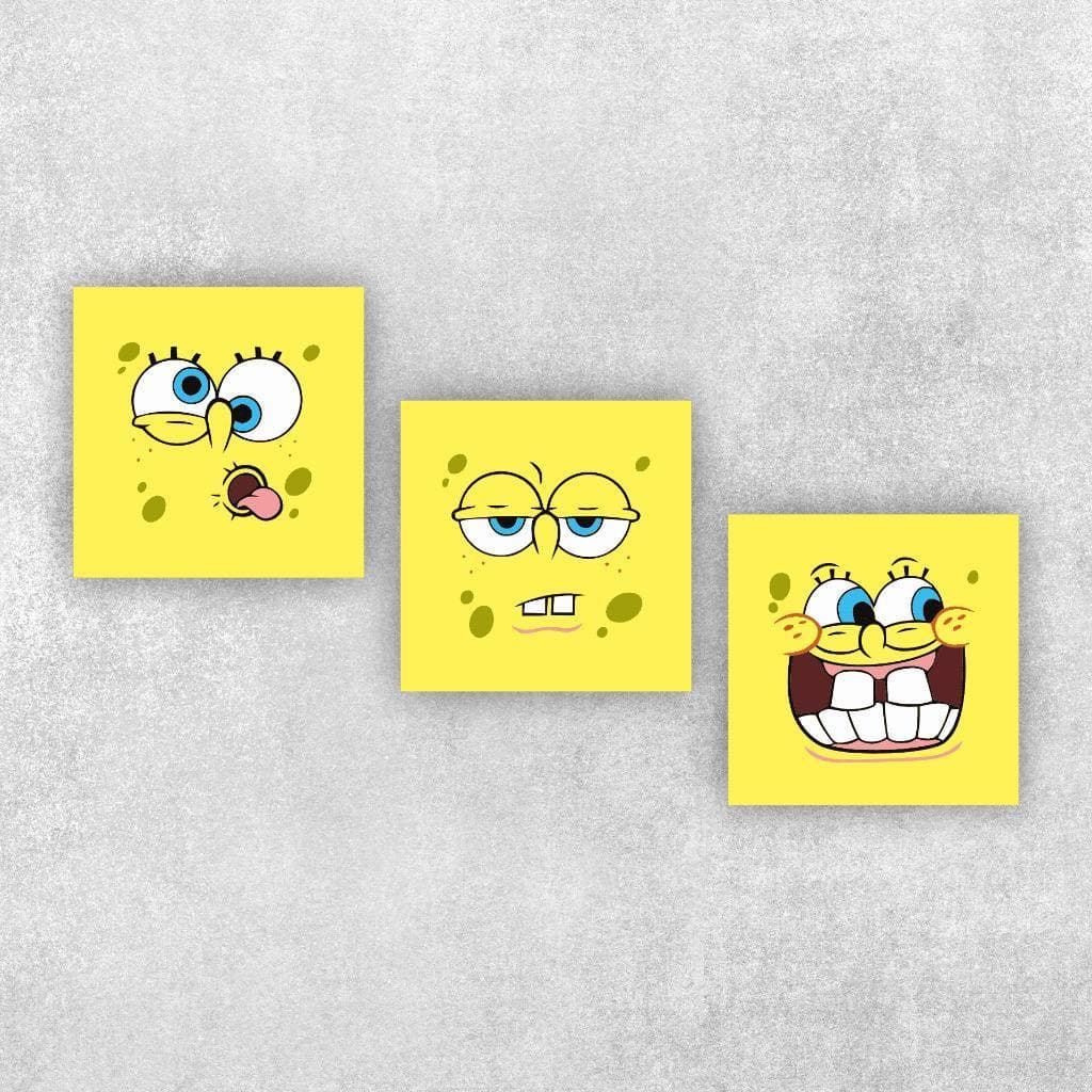 Quadros Decorativos 3p amarelo esponja decoração sala quarto