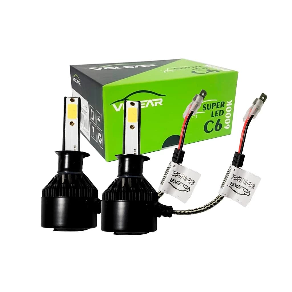 Kit Lâmpadas Super Led H1 6000k 7800 Lumens VClear