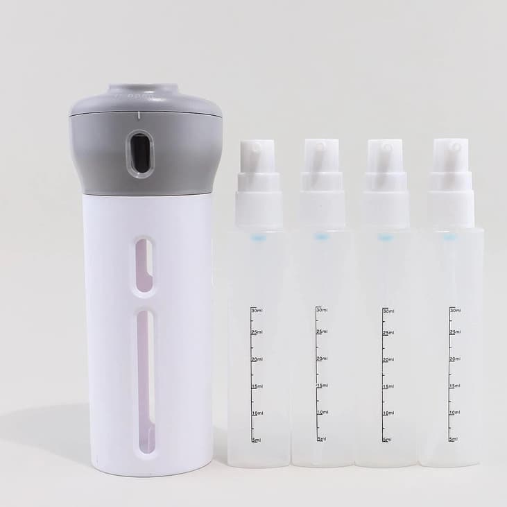 dispenser 4 em 1 para viajar porta shampoo, condicionador, creme