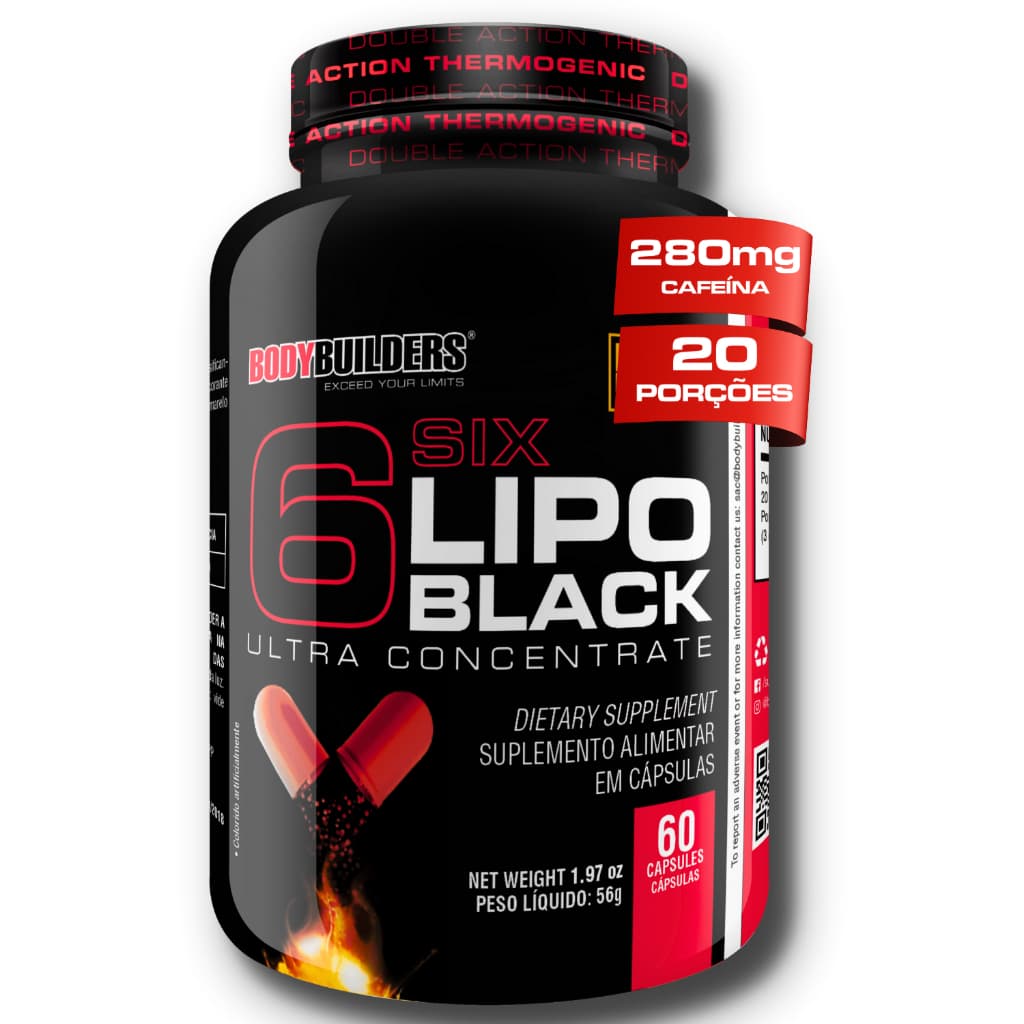 Termogênico 6 Six Lipo Black ULTRA Concentrate | 60 cápsulas - Bodybuilders