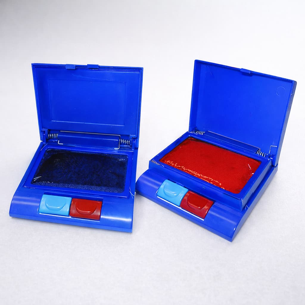 Almofada Carimbo Dupla Tinta para Carimbo Escritório Azul Vermelho Carimbo Tinta