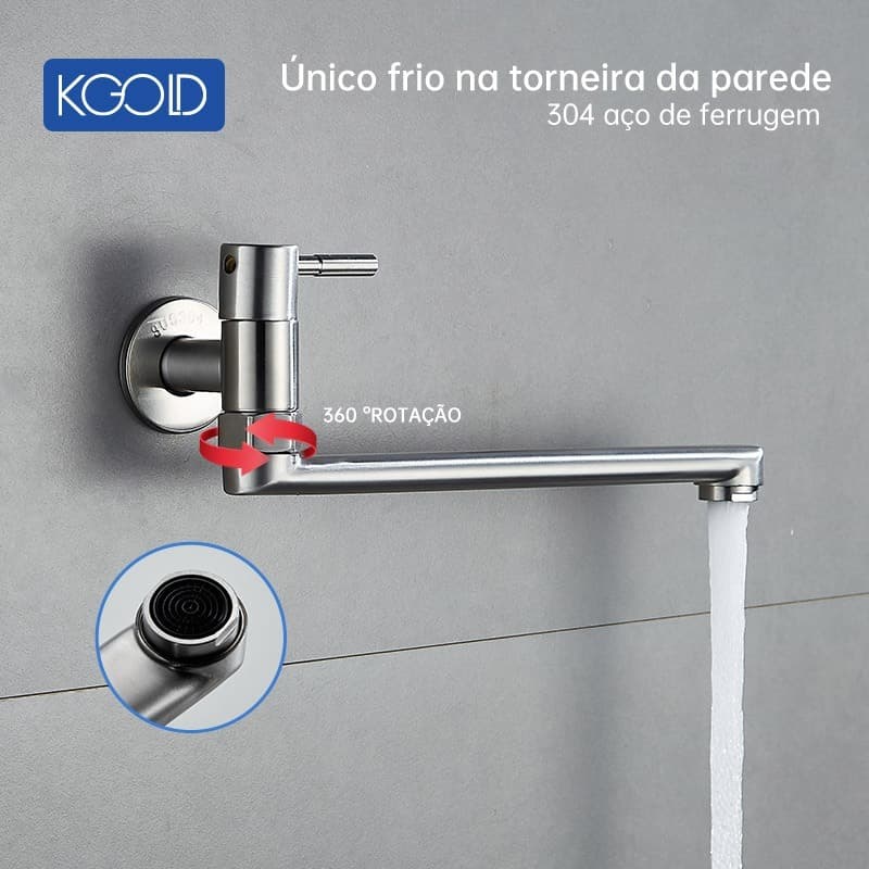 Torneira  De Água Em Aço Inoxidável 304 Com Chumbo Único Para/Varanda/Fria-25cm KGOLD