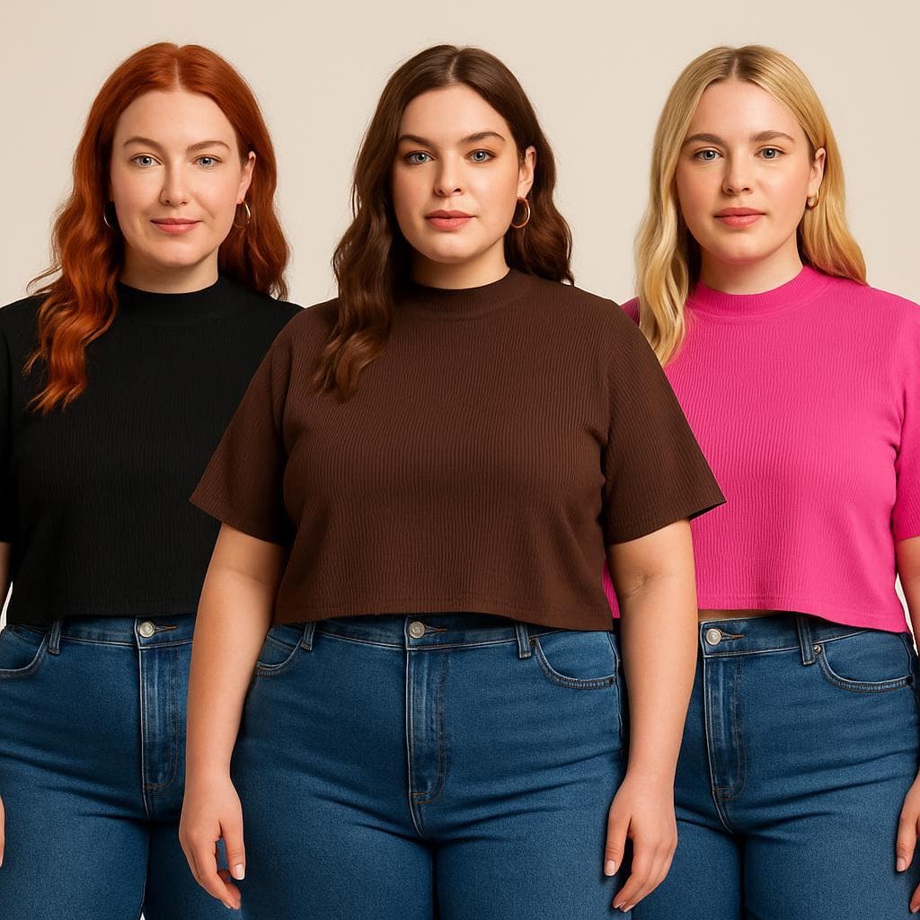 Kit Cropped T-Shirt Oversize Plus Size • Camiseta Texturizada • Moda Feminina G1 G2 G3