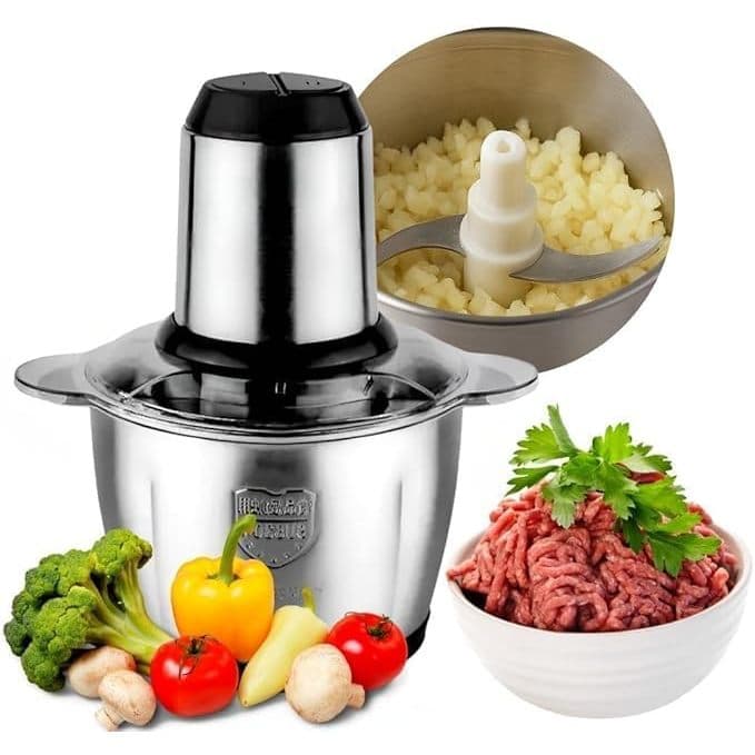 Picador De Alimentos 2L 3L 5L Moedor Elétrico Triturador Potente Carne Legumes Temperos Inox 110v ou 220v