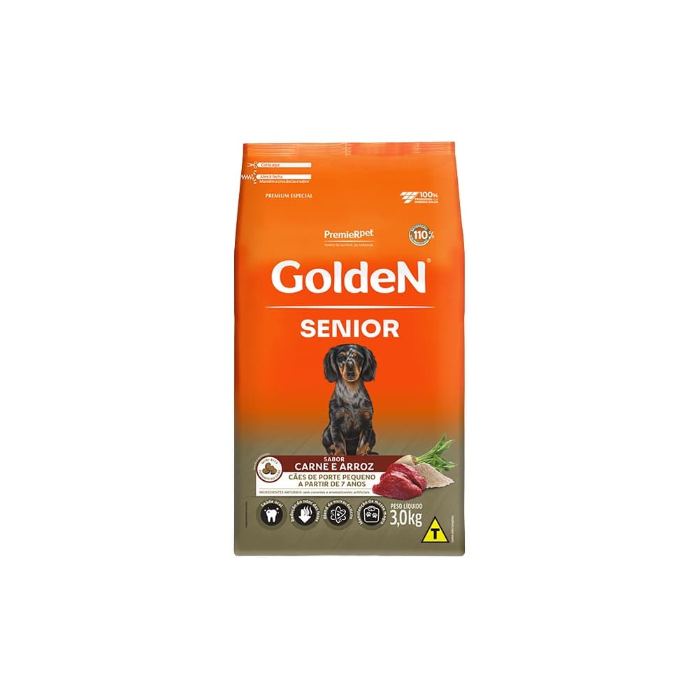 Golden Senior Cães Porte Pequeno(Mini Bits) Carne e Arroz